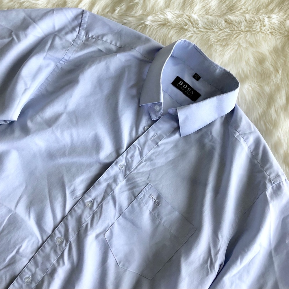 Boss Hugo Boss Blue Short Sleeve Button Down Shirt